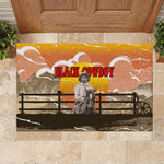 Black Cowboy Bill Pickett Rubber Doormat Retro Sunset Western Design