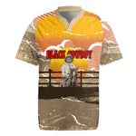 Black Cowboy Bill Pickett Rugby Jersey Retro Sunset Western Design