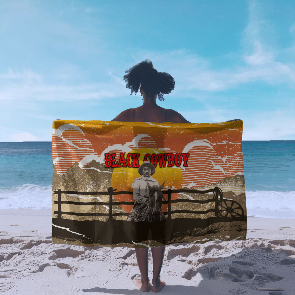 Black Cowboy Bill Pickett Sarong Retro Sunset Western Design