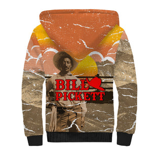 Black Cowboy Bill Pickett Sherpa Hoodie Retro Sunset Western Design