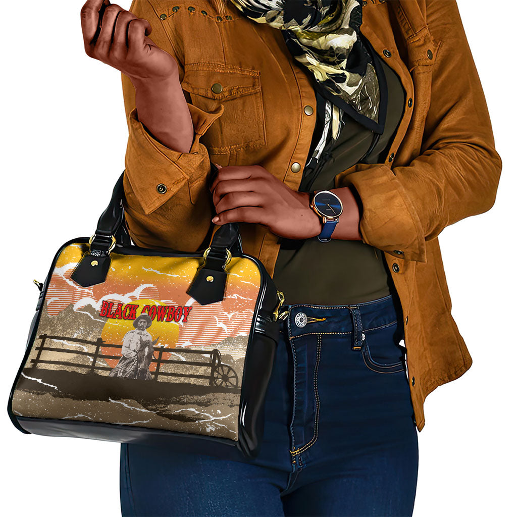 Black Cowboy Bill Pickett Shoulder Handbag Retro Sunset Western Design