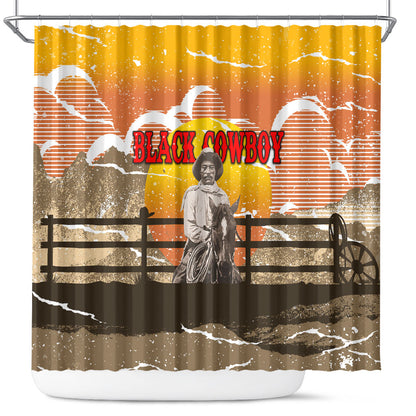 Black Cowboy Bill Pickett Shower Curtain Retro Sunset Western Design