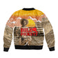 Black Cowboy Bill Pickett Sleeve Zip Bomber Jacket Retro Sunset Western Design