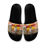 Black Cowboy Bill Pickett Slide Sandals Retro Sunset Western Design