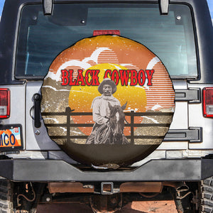 Black Cowboy Bill Pickett Spare Tire Cover Retro Sunset Western Design