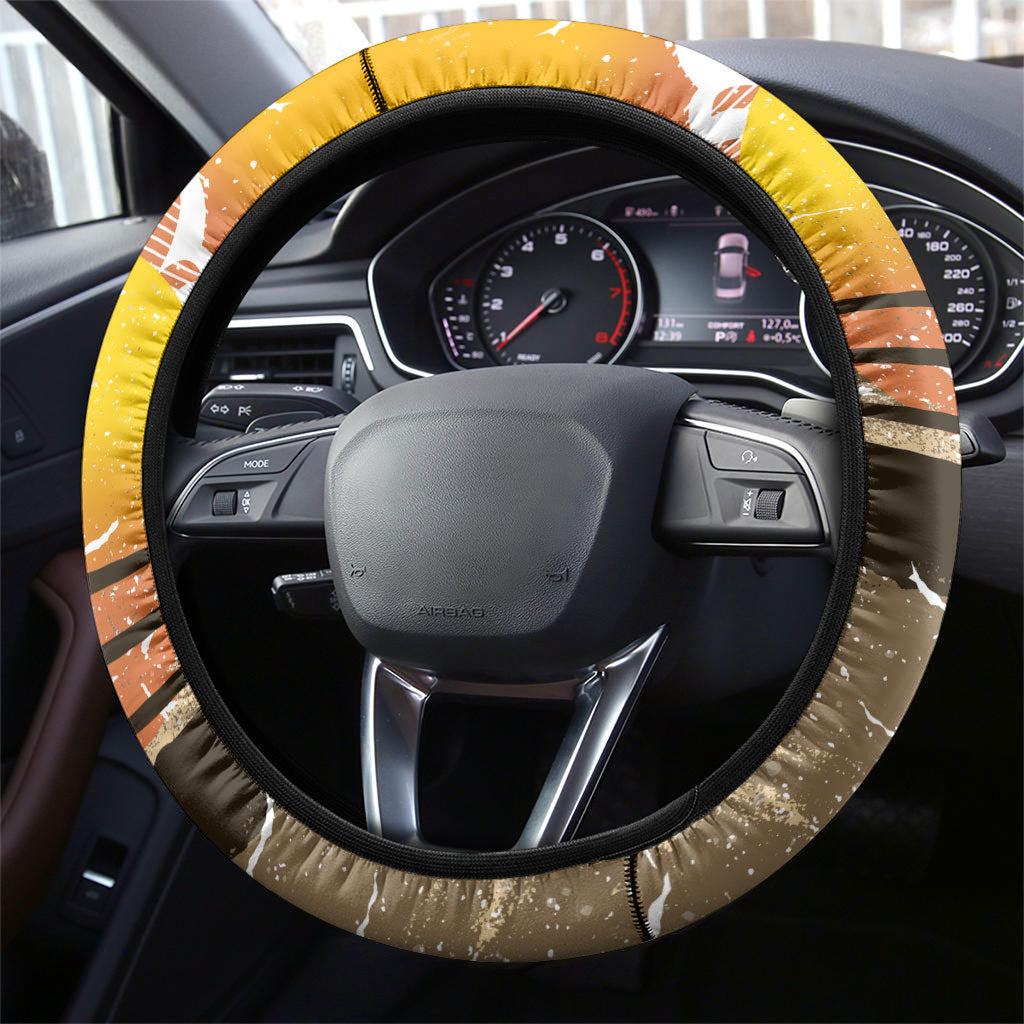 Black Cowboy Bill Pickett Steering Wheel Cover Retro Sunset Western Design