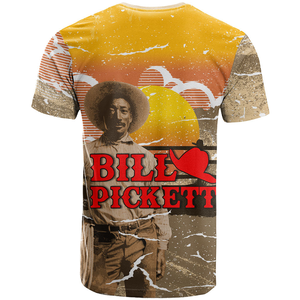 Black Cowboy Bill Pickett T shirt Retro Sunset Western Design