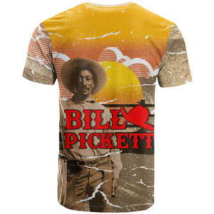 Black Cowboy Bill Pickett T shirt Retro Sunset Western Design