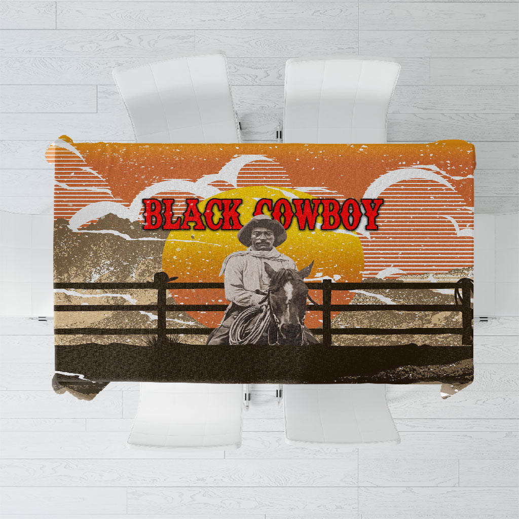 Black Cowboy Bill Pickett Tablecloth Retro Sunset Western Design