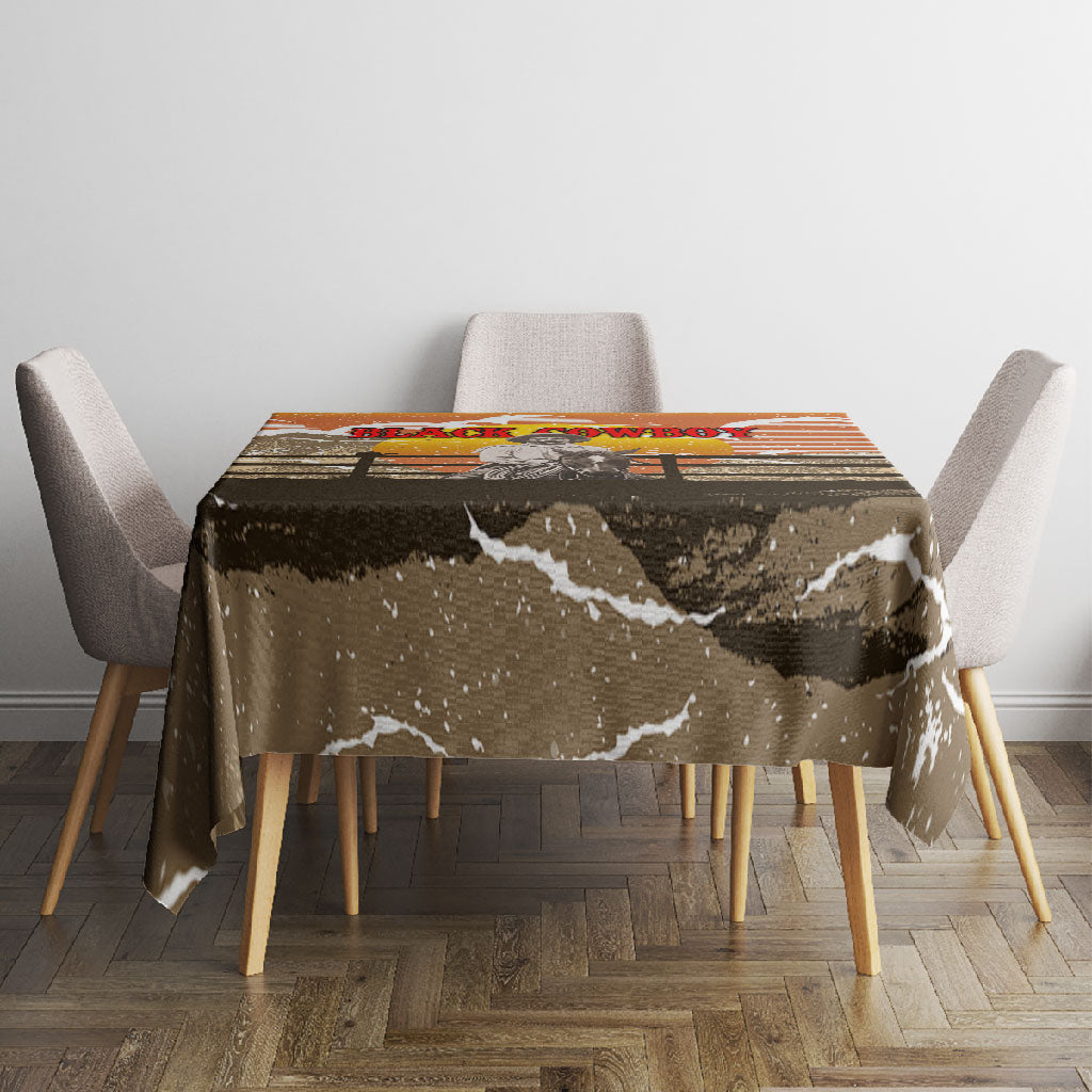 Black Cowboy Bill Pickett Tablecloth Retro Sunset Western Design