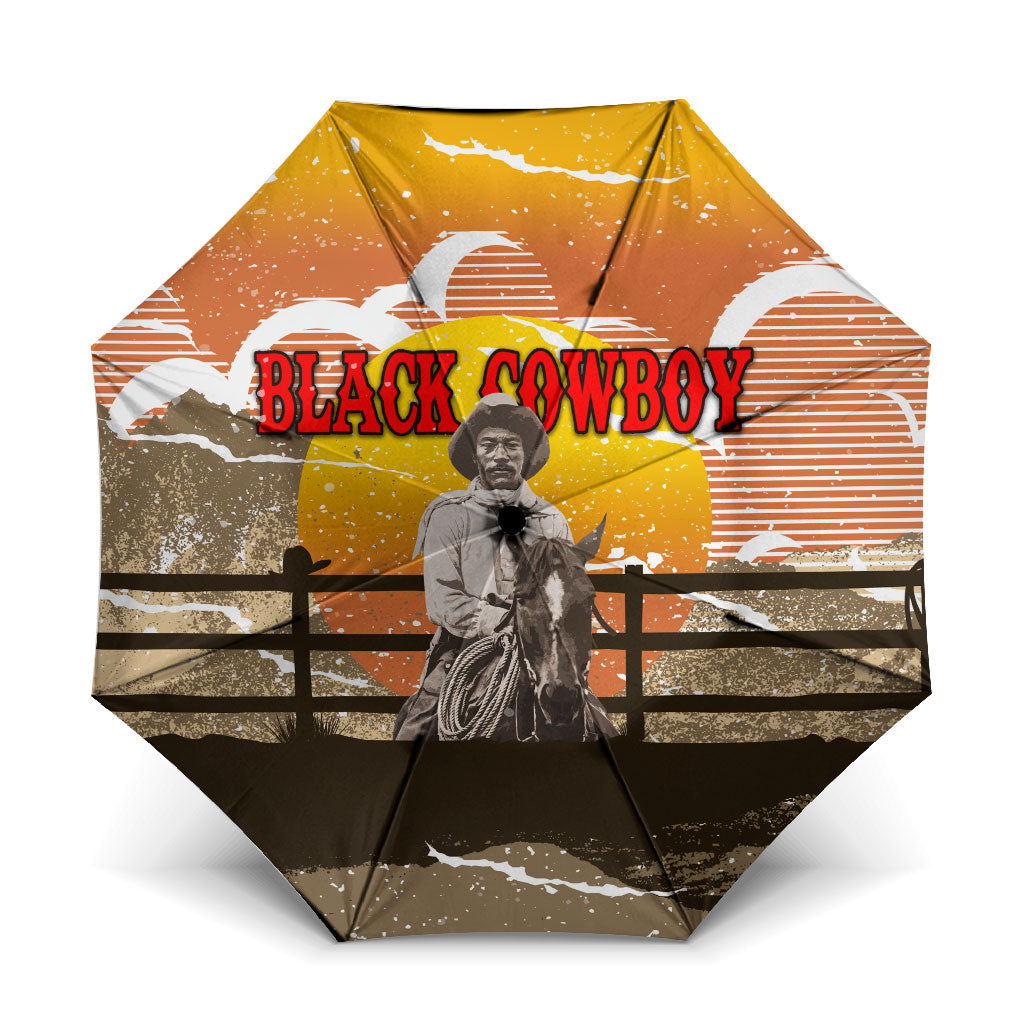 Black Cowboy Bill Pickett Umbrella Retro Sunset Western Design