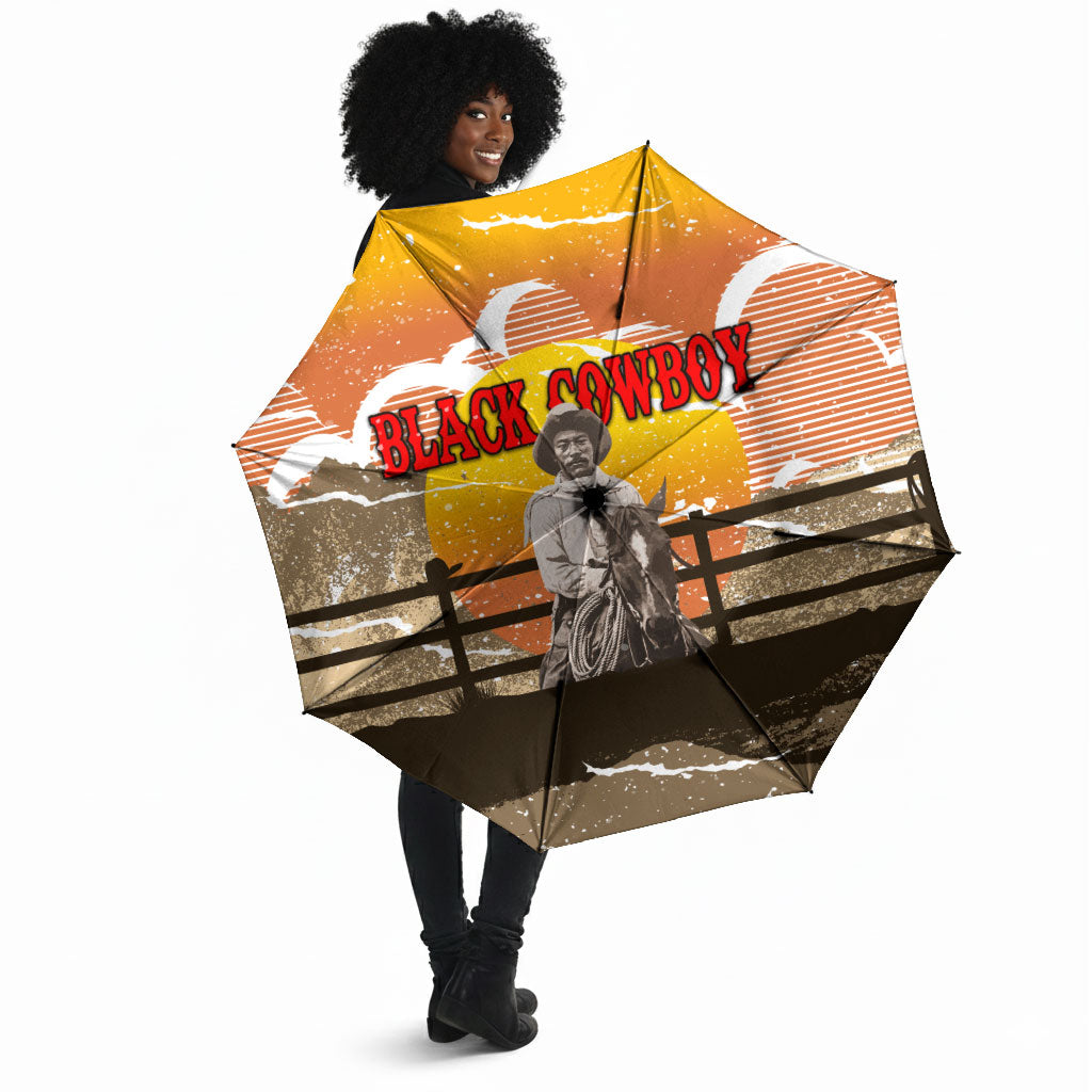 Black Cowboy Bill Pickett Umbrella Retro Sunset Western Design