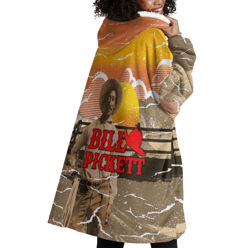 Black Cowboy Bill Pickett Wearable Blanket Hoodie Retro Sunset Western Design