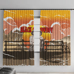 Black Cowboy Bill Pickett Window Curtain Retro Sunset Western Design