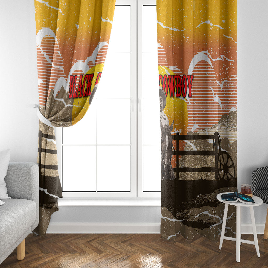 Black Cowboy Bill Pickett Window Curtain Retro Sunset Western Design