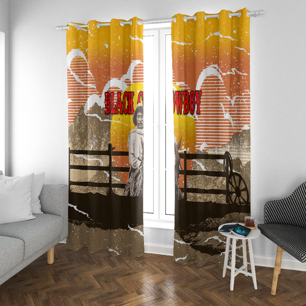 Black Cowboy Bill Pickett Window Curtain Retro Sunset Western Design