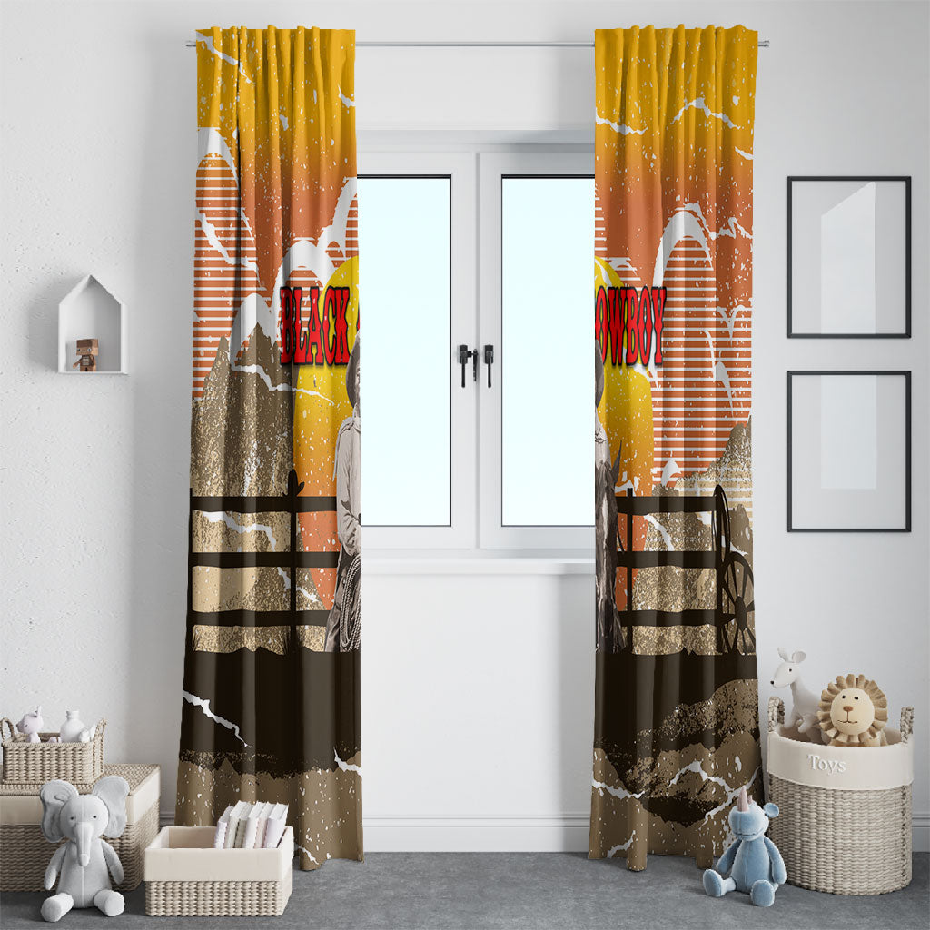 Black Cowboy Bill Pickett Window Curtain Retro Sunset Western Design