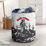 Black Cowboy Nat Love Laundry Basket Comic Style Desert Line Art Red Typography