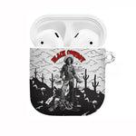 Black Cowboy Nat Love AirPods Case Comic Style Desert Line Art Red Typography