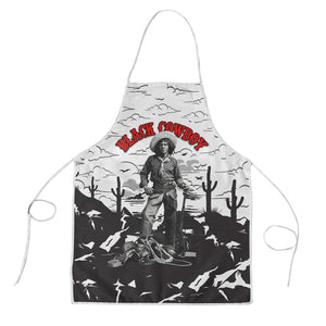 Black Cowboy Nat Love Apron Comic Style Desert Line Art Red Typography