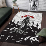 Black Cowboy Nat Love Area Rug Comic Style Desert Line Art Red Typography