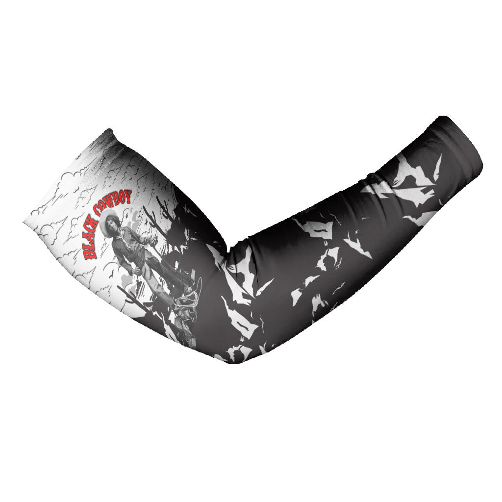 Black Cowboy Nat Love Arm Sleeves Comic Style Desert Line Art Red Typography