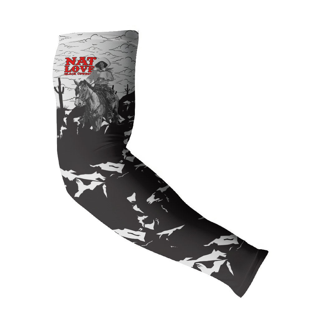 Black Cowboy Nat Love Arm Sleeves Comic Style Desert Line Art Red Typography