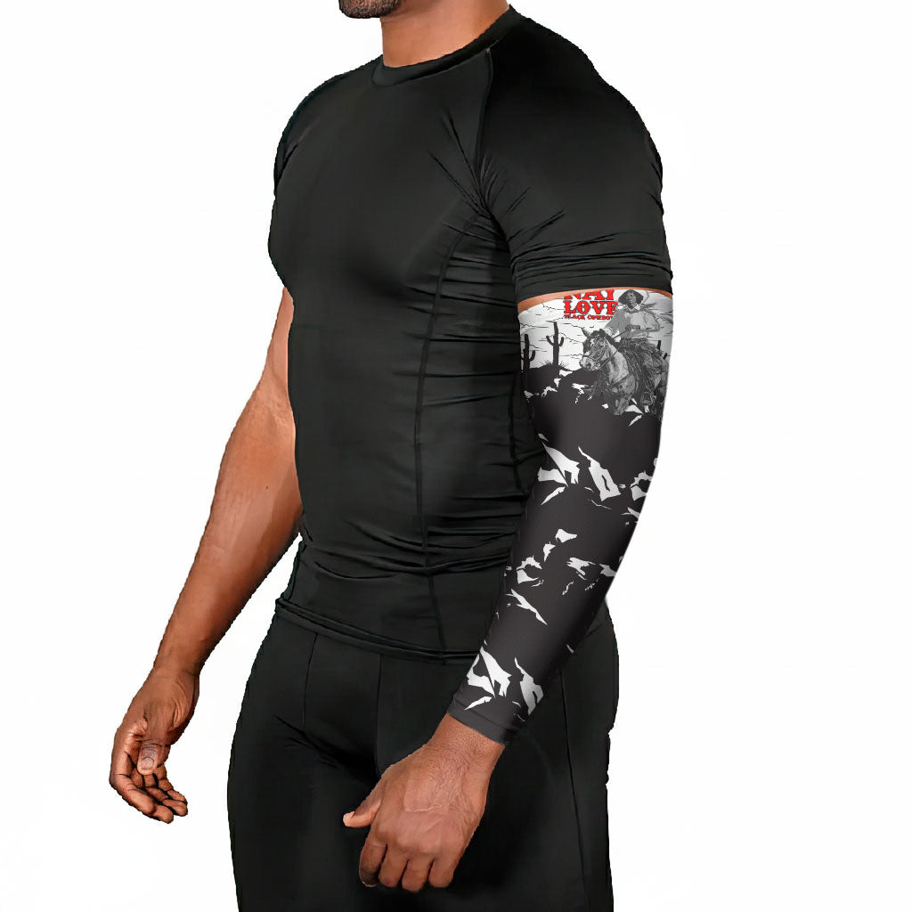 Black Cowboy Nat Love Arm Sleeves Comic Style Desert Line Art Red Typography