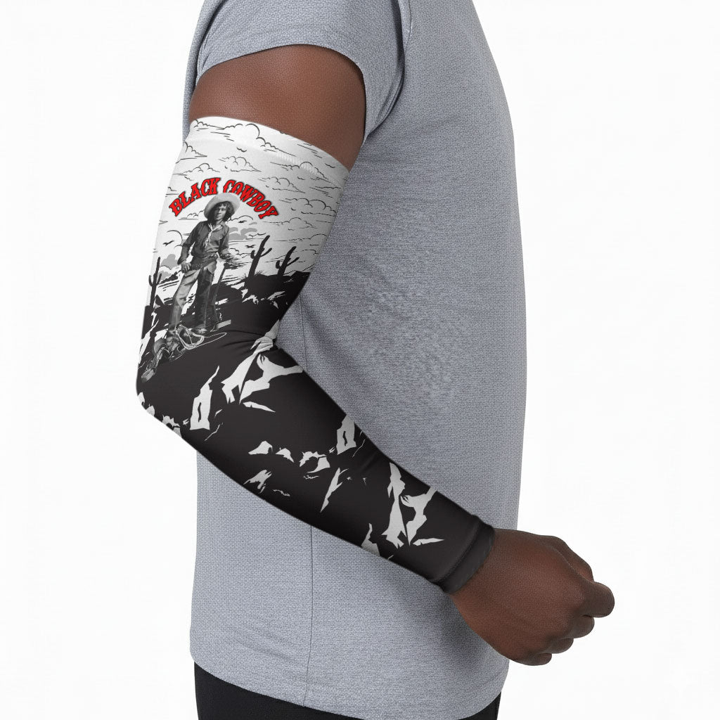 Black Cowboy Nat Love Arm Sleeves Comic Style Desert Line Art Red Typography
