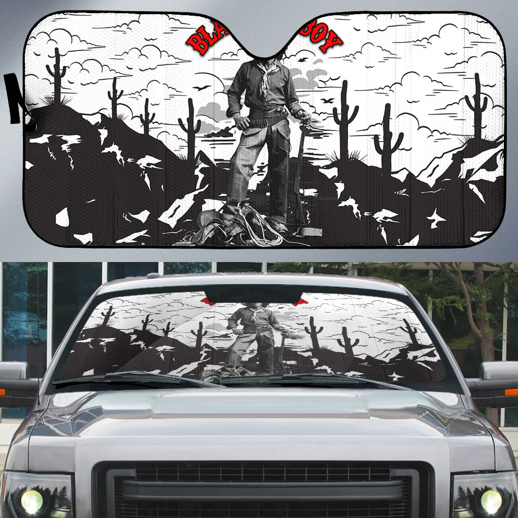 Black Cowboy Nat Love Auto Sun Shade Comic Style Desert Line Art Red Typography