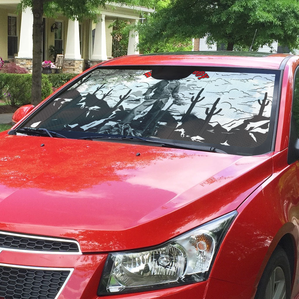 Black Cowboy Nat Love Auto Sun Shade Comic Style Desert Line Art Red Typography