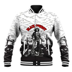 Black Cowboy Nat Love Baseball Jacket Comic Style Desert Line Art Red Typography