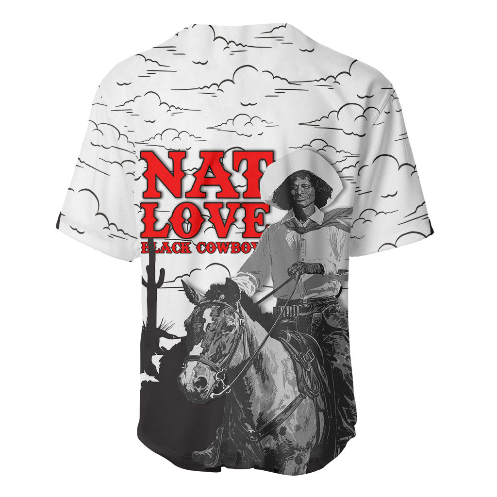 Black Cowboy Nat Love Baseball Jersey Comic Style Desert Line Art Red Typography