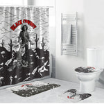 Black Cowboy Nat Love Bathroom Set Comic Style Desert Line Art Red Typography