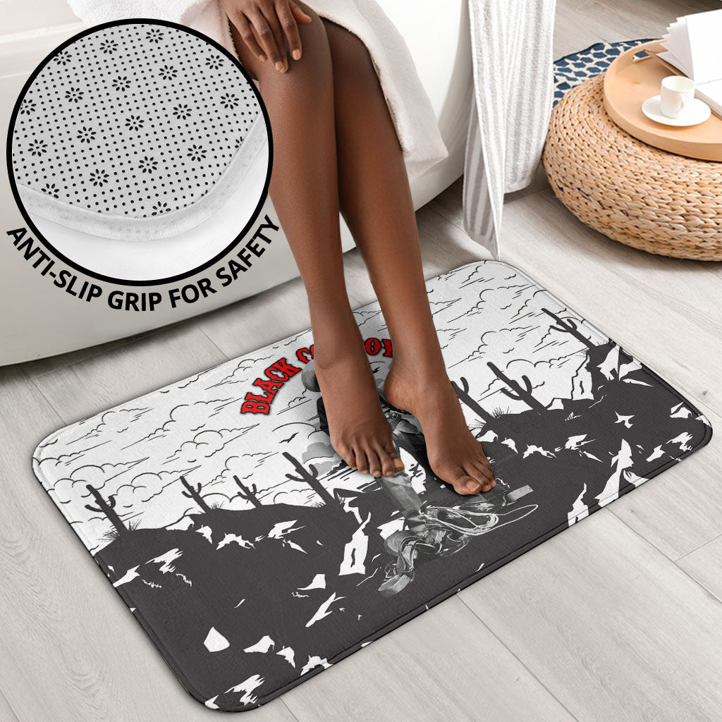 Black Cowboy Nat Love Bathroom Set Comic Style Desert Line Art Red Typography