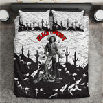 Black Cowboy Nat Love Bedding Set Comic Style Desert Line Art Red Typography