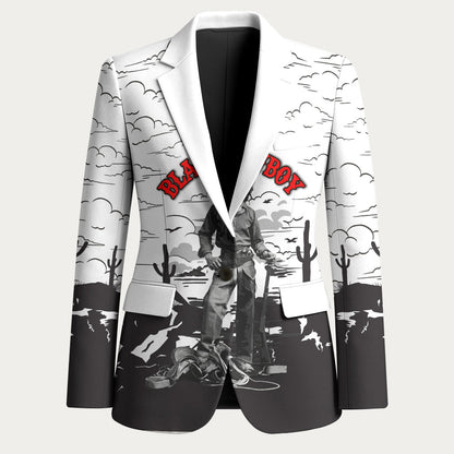 Black Cowboy Nat Love Blazer Comic Style Desert Line Art Red Typography