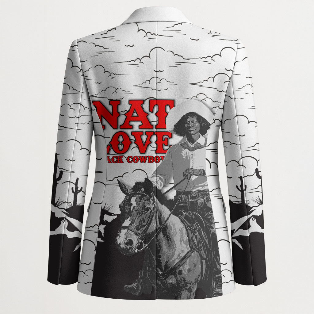 Black Cowboy Nat Love Blazer Comic Style Desert Line Art Red Typography