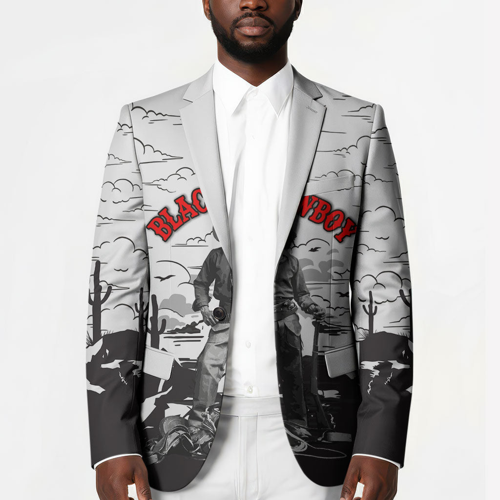 Black Cowboy Nat Love Blazer Comic Style Desert Line Art Red Typography