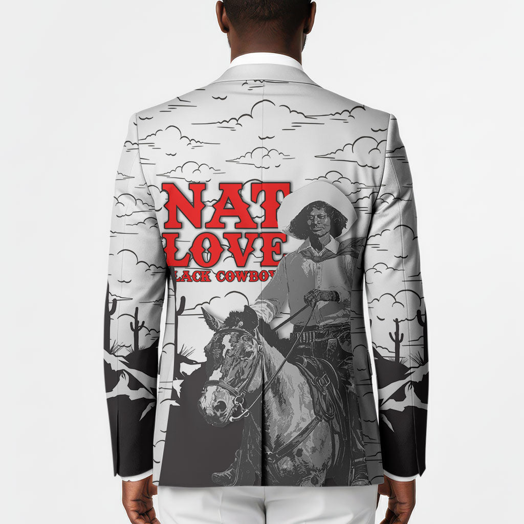 Black Cowboy Nat Love Blazer Comic Style Desert Line Art Red Typography
