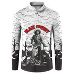 Black Cowboy Nat Love Button Sweatshirt Comic Style Desert Line Art Red Typography