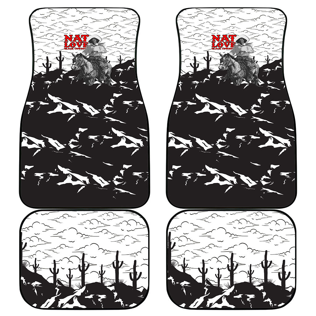 Black Cowboy Nat Love Car Mats Comic Style Desert Line Art Red Typography