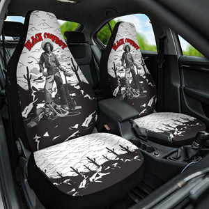 Black Cowboy Nat Love Car Seat Cover Comic Style Desert Line Art Red Typography