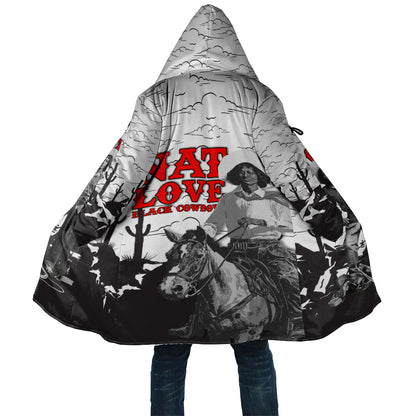 Black Cowboy Nat Love Cloak Comic Style Desert Line Art Red Typography
