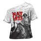 Black Cowboy Nat Love Cross Shoulder Shirt Comic Style Desert Line Art Red Typography