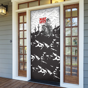 Black Cowboy Nat Love Door Cover Comic Style Desert Line Art Red Typography