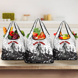 Black Cowboy Nat Love Grocery Bag Comic Style Desert Line Art Red Typography