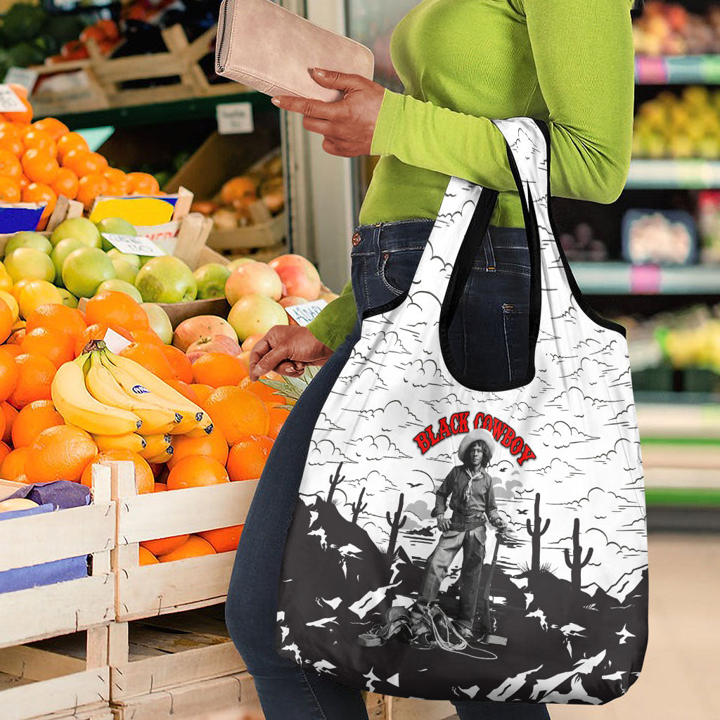 Black Cowboy Nat Love Grocery Bag Comic Style Desert Line Art Red Typography