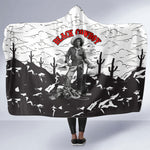 Black Cowboy Nat Love Hooded Blanket Comic Style Desert Line Art Red Typography
