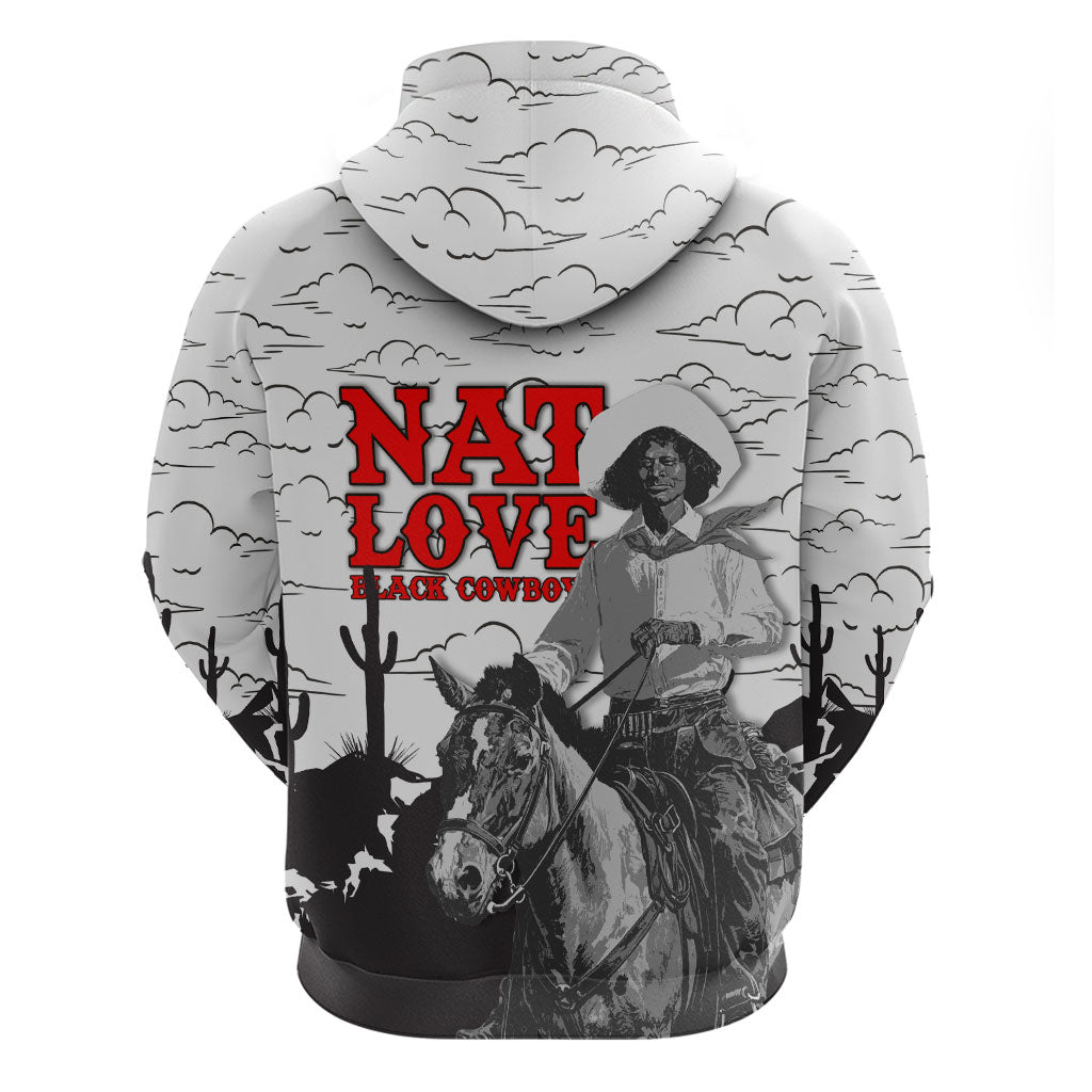 Black Cowboy Nat Love Hoodie Comic Style Desert Line Art Red Typography